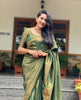Mitera Green Woven Designer Party Wear Soft Silk  Lichi Silk Saree .