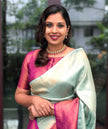 Light Green & Pink Broder Designer Soft Silk Banarsi Saree