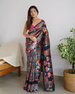 Pretty Black Banarasi Soft Silk Saree
