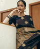 Black Banarasi Soft Silk Saree With Zari Weaving Work