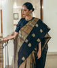 Black Banarasi Soft Silk Saree With Zari Weaving Work