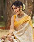 Imbrication Beige Soft Silk Saree