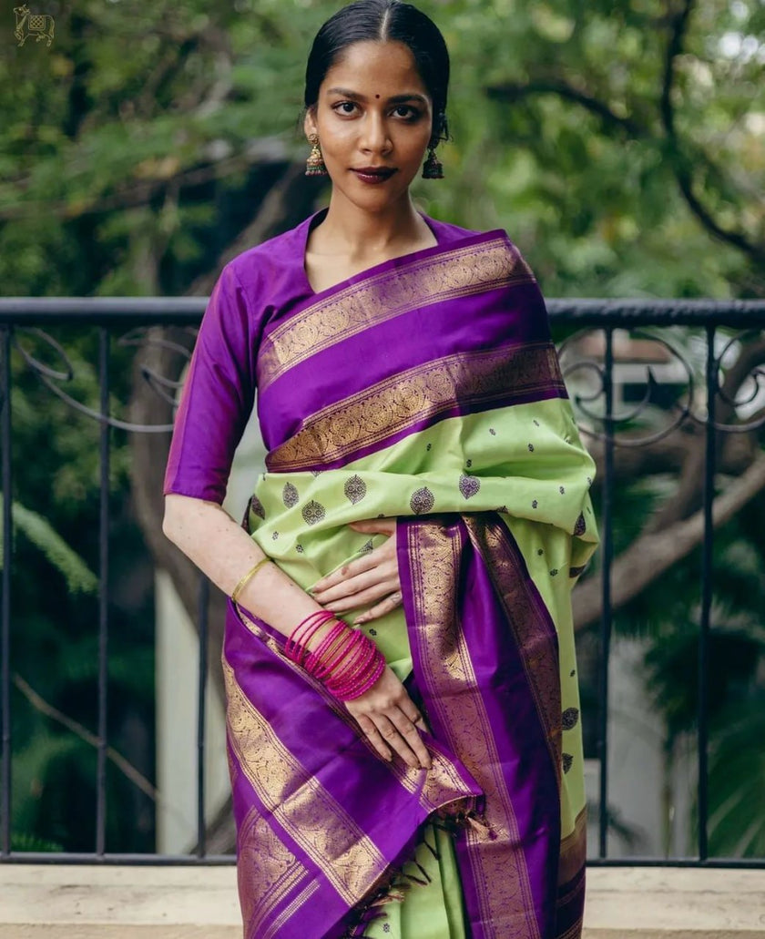 Tempting Pista Soft Silk Saree