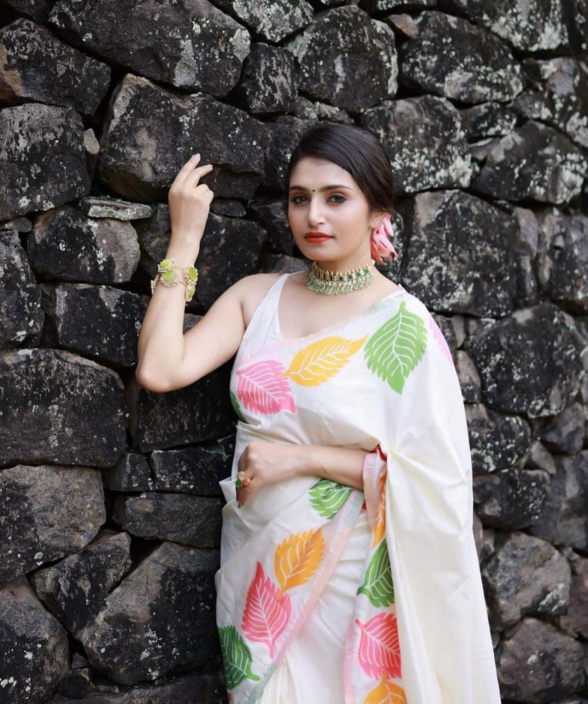 Sensational White Soft Silk Saree