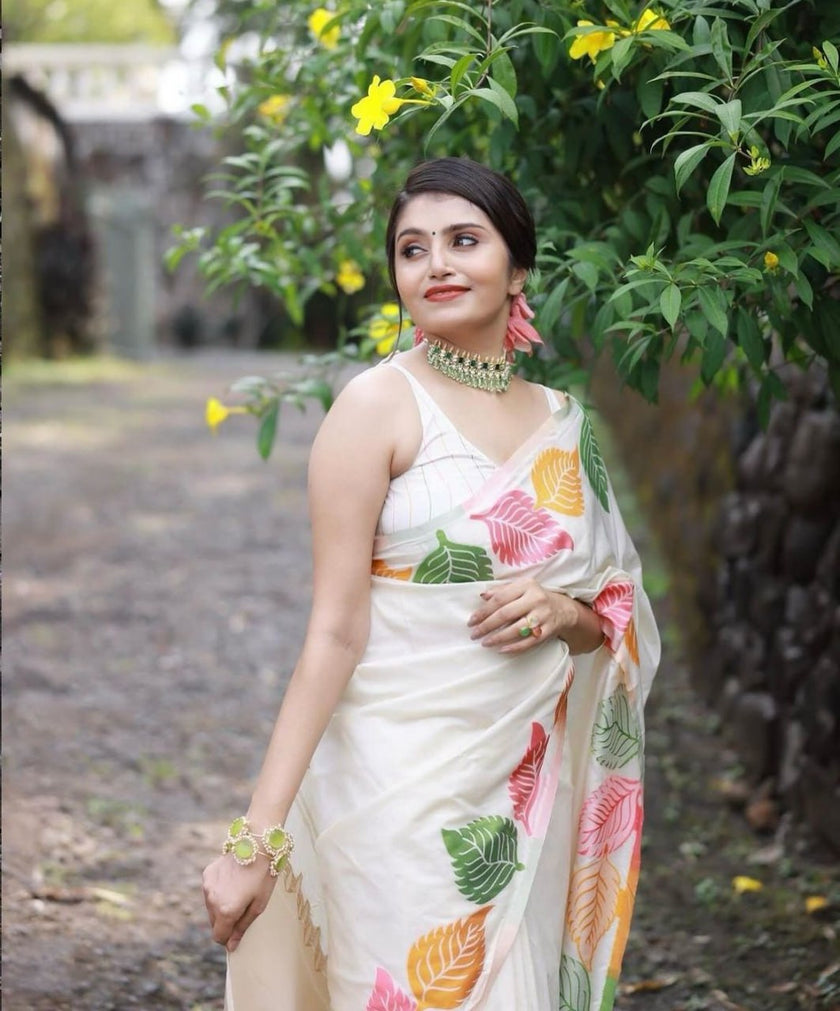 Sensational White Soft Silk Saree
