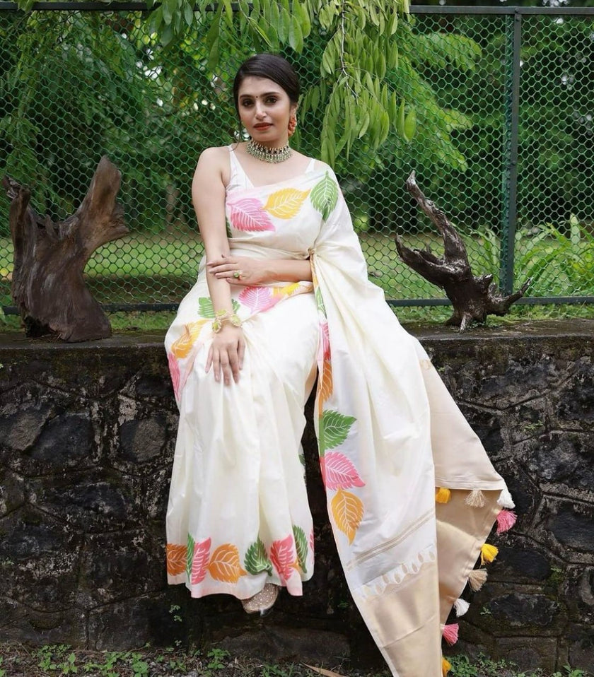 Sensational White Soft Silk Saree