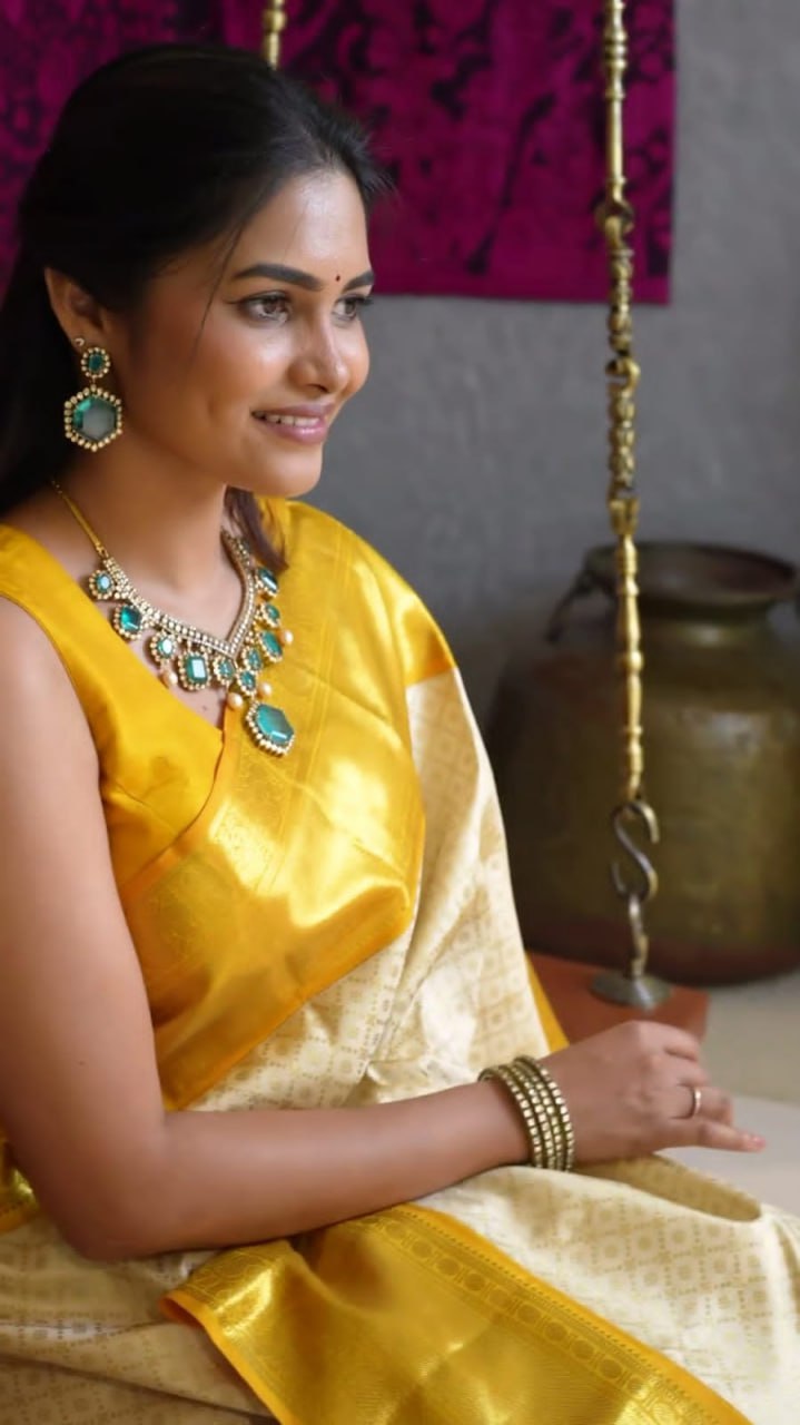 Dazzling Beige Soft Silk Saree