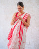 Lissome White Cotton Silk Saree