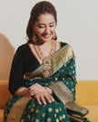 Attractive Dark Green Soft Silk Saree