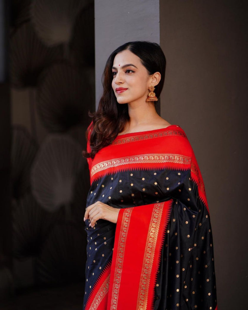 Super Extravagant Black Soft Silk Saree