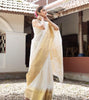 White With Gold Soft Silk Saree