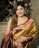 Yellow With Maroon Banarasi Soft Silk Sarees