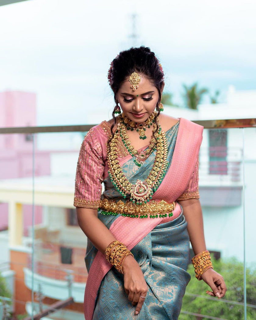 Alluring Firozi Soft Silk Saree