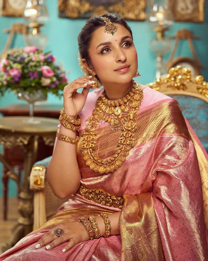Most Flattering Pink Soft Silk Saree