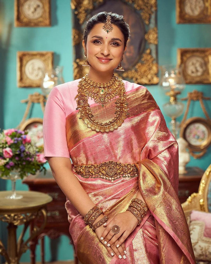 Most Flattering Pink Soft Silk Saree