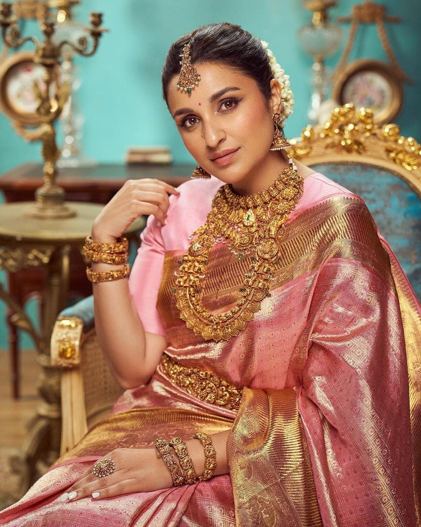 Most Flattering Pink Soft Silk Saree
