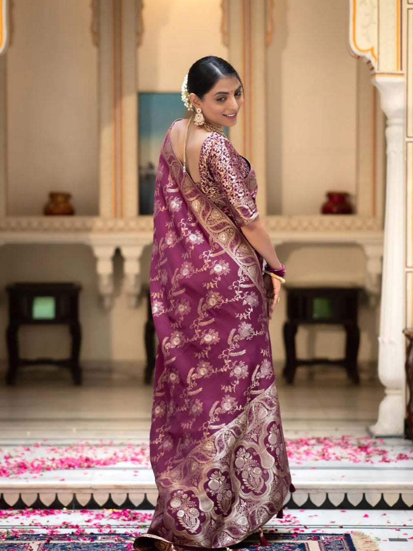 Preferable Wine Soft Silk Saree