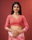 Vibrant Peach Cotton Silk Saree