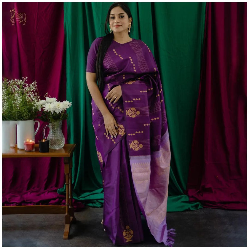 Redolent Purple Soft Silk Saree
