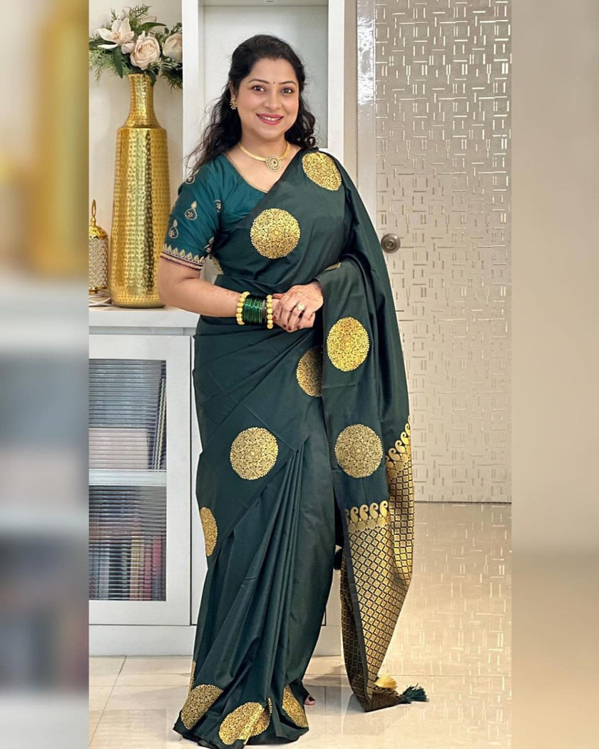 Ideal Dark Green Soft Silk Saree