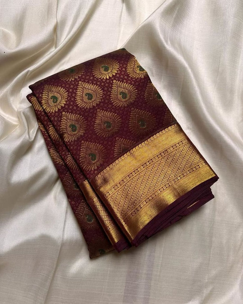 Aplomb Wine Soft Silk Saree
