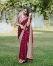 Gossamer Maroon Soft Silk Saree