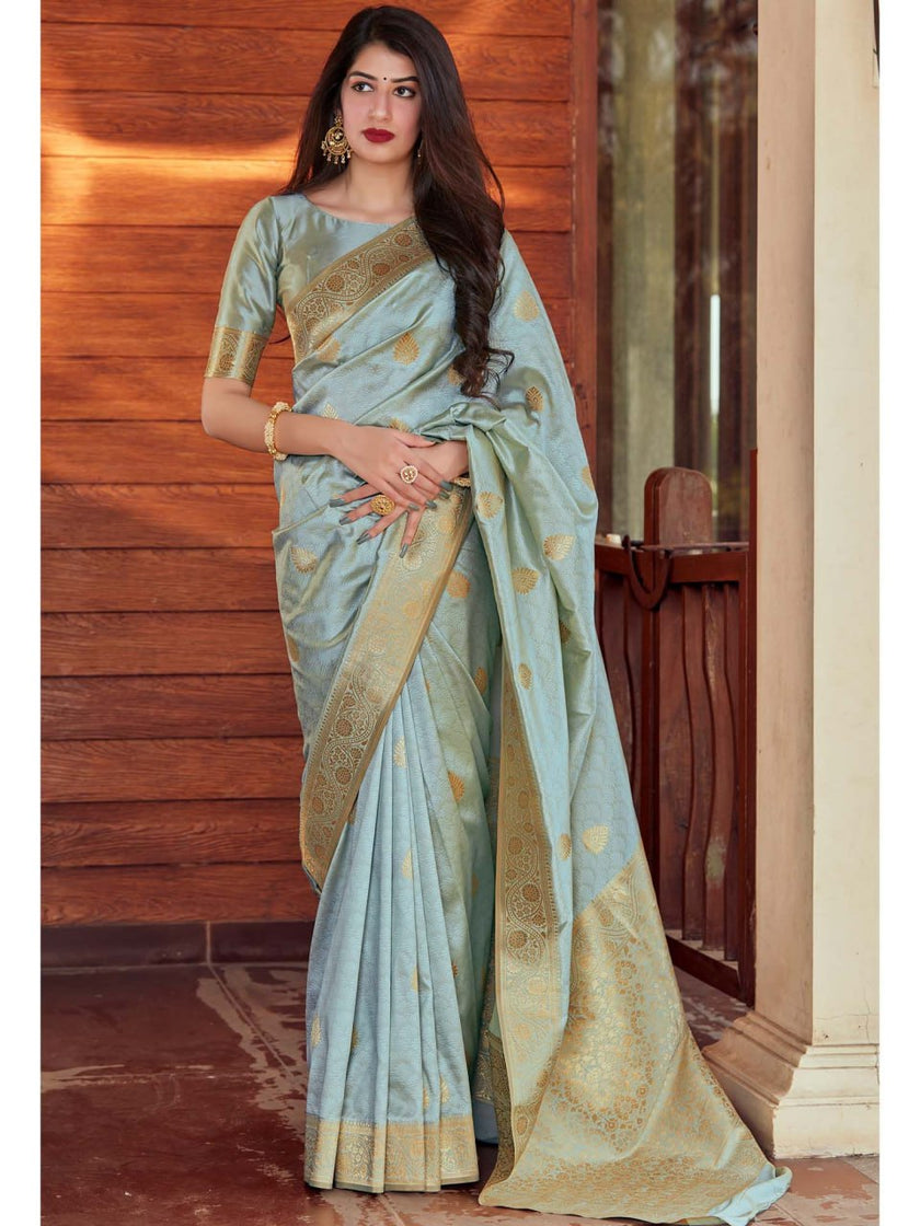 Beauteous Grey Soft Silk Saree