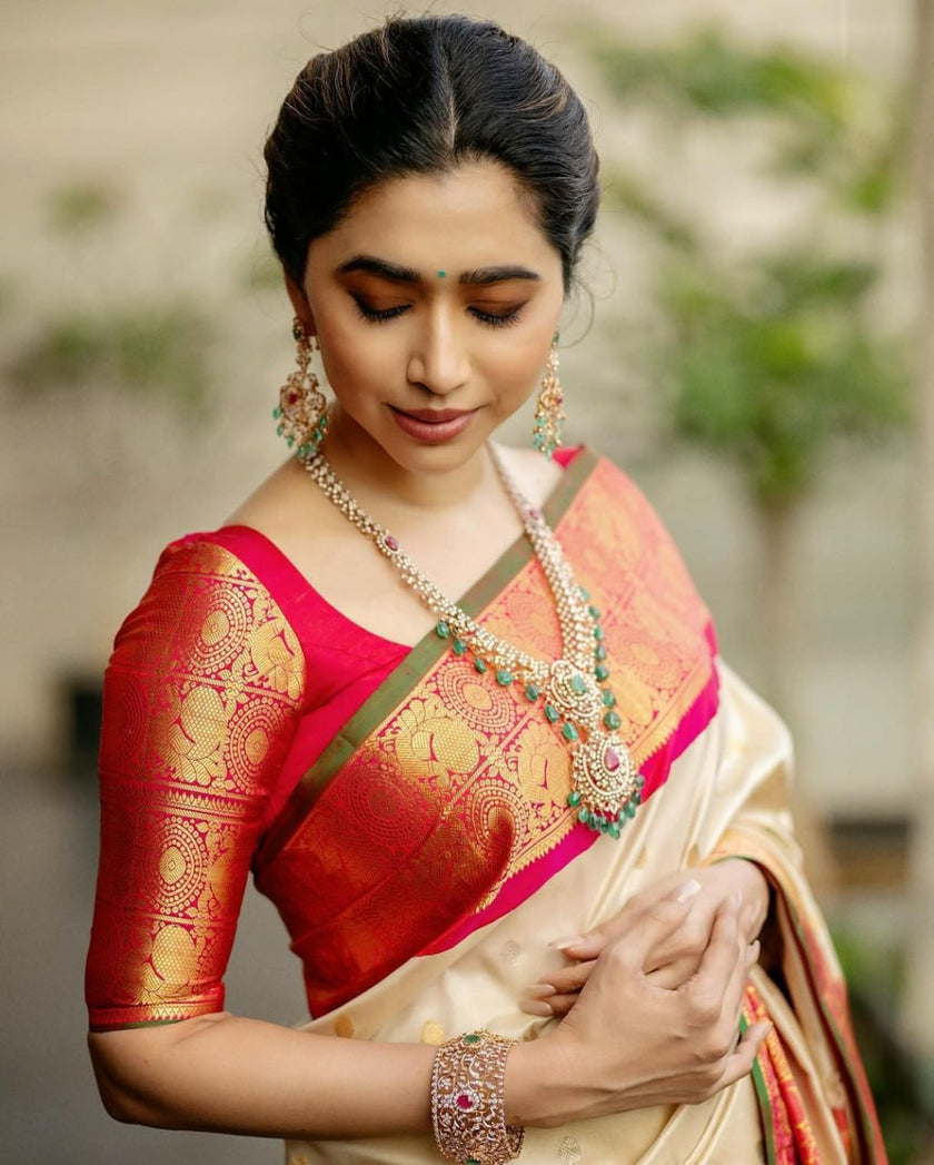 Most Stunning Beige Soft Silk Saree