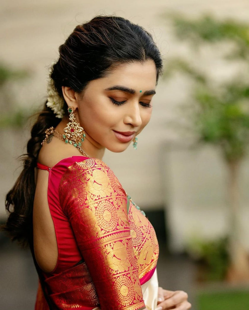 Most Stunning Beige Soft Silk Saree