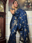 Opulent Navy Blue Soft Silk Saree
