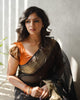 Flamboyant Black Cotton Silk Saree