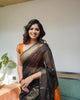 Flamboyant Black Cotton Silk Saree