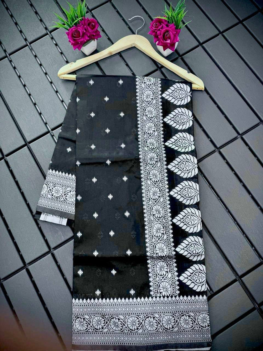 Fugacious Black Banarasi Silk Saree