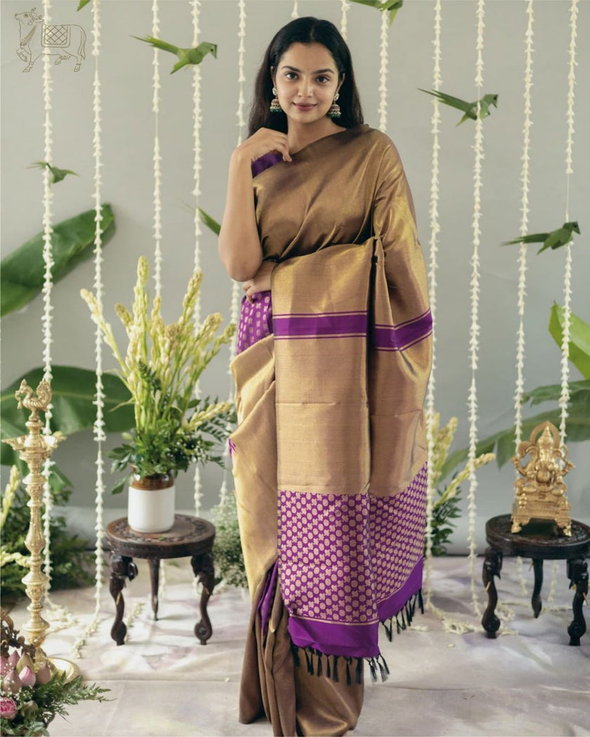 Fancifull Dark Lavendor Soft Silk Saree
