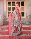 Peach & pink Floral Printed Cotton Silk Saree