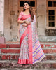 Light Pink Floral Printed Cotton Silk Saree