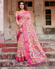 Rose Pink Floral Printed Cotton Silk Saree