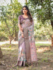 Peach Blush Floral Printed Cotton Silk Saree