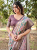 Peach Blush Floral Printed Cotton Silk Saree