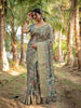 Sage Green Floral Printed Cotton Silk Saree