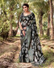 Black Floral Printed Cotton Silk Saree