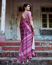 Dark Fuchsia Pink Floral Printed Cotton Silk Saree