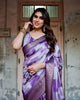 Royal Purple Floral Printed Cotton Silk Saree