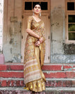 Cream Floral Printed Cotton Silk Saree