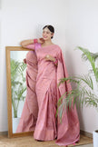 Cream Zari Woven Lichi Silk Saree