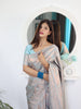Cream Zari Woven Lichi Silk Saree