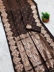 Midnight Coffee Banarasi Silk Saree with Antique Copper Zari & Paisley Pallu