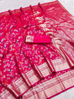 Exquisite Rani Pink Banarasi Silk Saree with Meenakari Floral Jaal & Zari Border