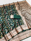 Emerald Green Banarasi Silk Saree with Meenakari Floral Weave & Rich Zari Pallu