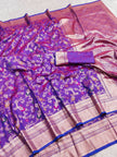 Royal Purple Banarasi Silk Saree with Meenakari Floral Jaal & Zari Border